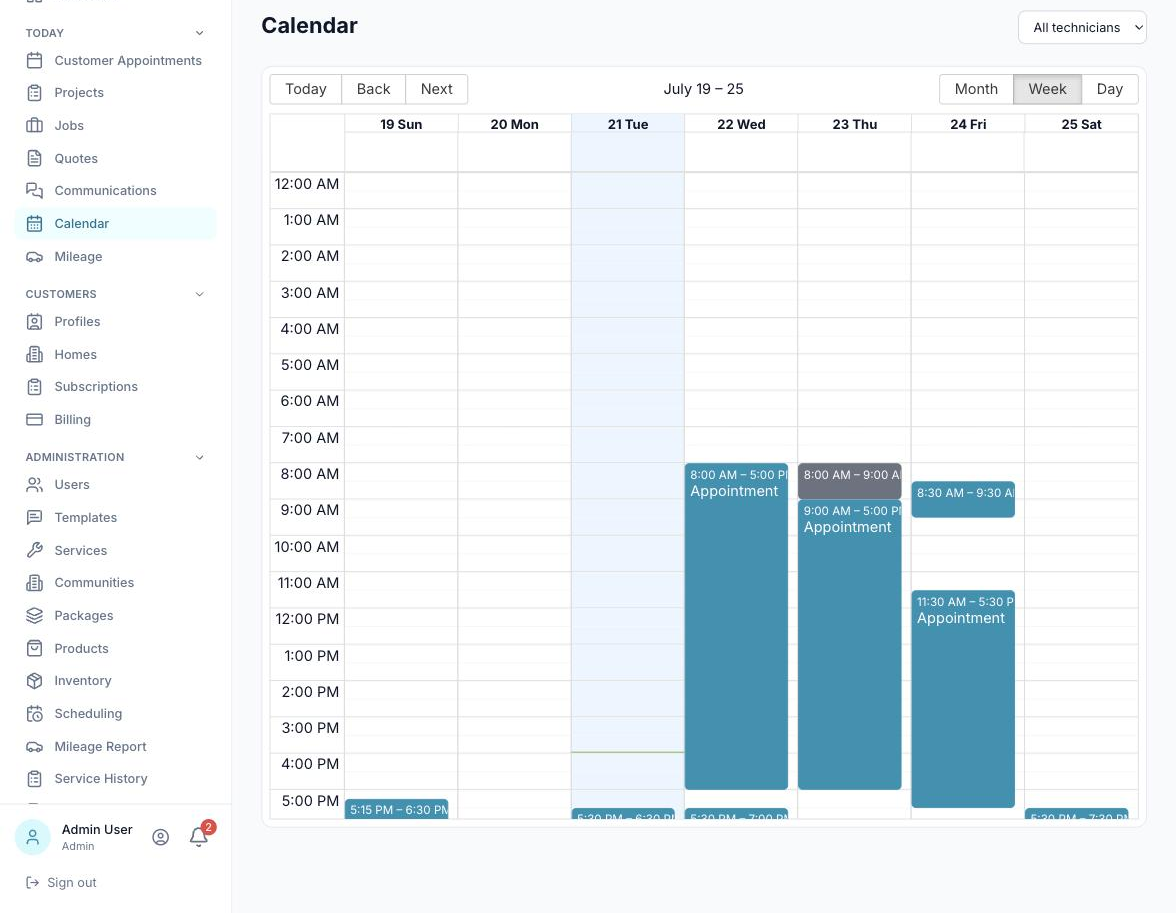 Bluebird business calendar